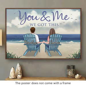 You're My Happy Place - Couple Personalized Custom Horizontal Poster - Gift For Husband Wife, Anniversary