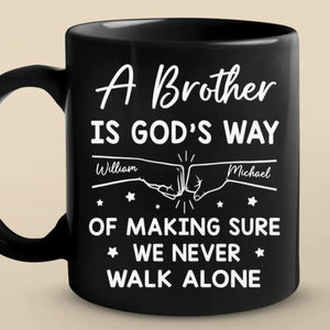 We Never Walk Alone - Family Personalized Custom Black Mug - Gift For Family Members