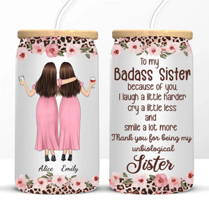 An Unbreakable Bond - Bestie Personalized Custom Glass Cup, Iced Coffee Cup - Gift For Best Friends, BFF, Sisters