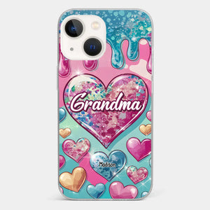 A Grandmother’s Heart Holds Forever Love - Family Personalized Custom 3D Inflated Effect Printed Clear Phone Case - Gift For Mom, Grandma