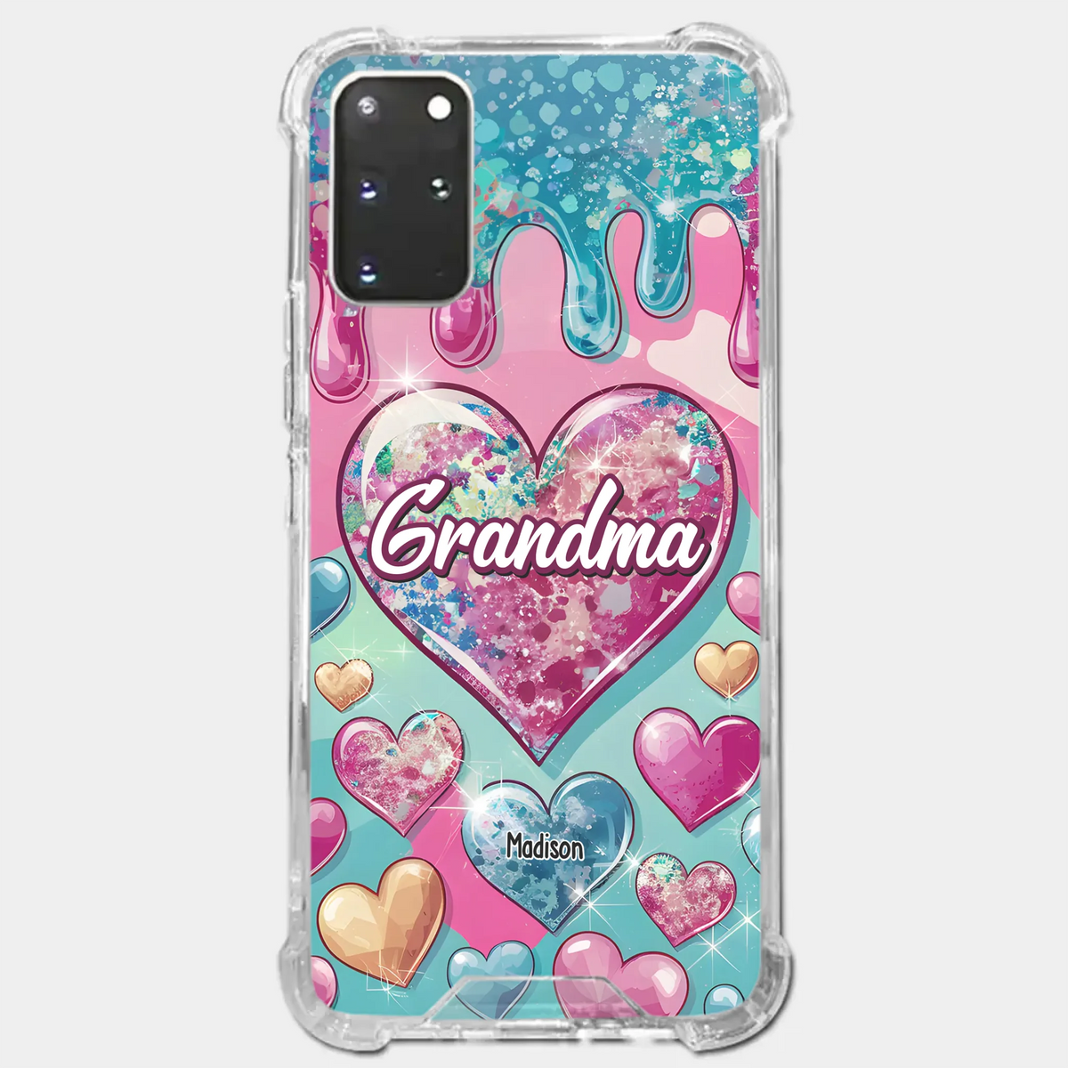A Grandmother’s Heart Holds Forever Love - Family Personalized Custom 3D Inflated Effect Printed Clear Phone Case - Gift For Mom, Grandma