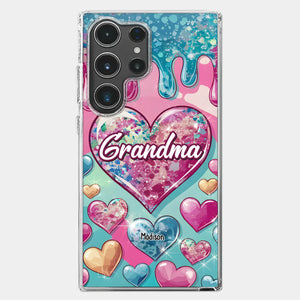 A Grandmother’s Heart Holds Forever Love - Family Personalized Custom 3D Inflated Effect Printed Clear Phone Case - Gift For Mom, Grandma