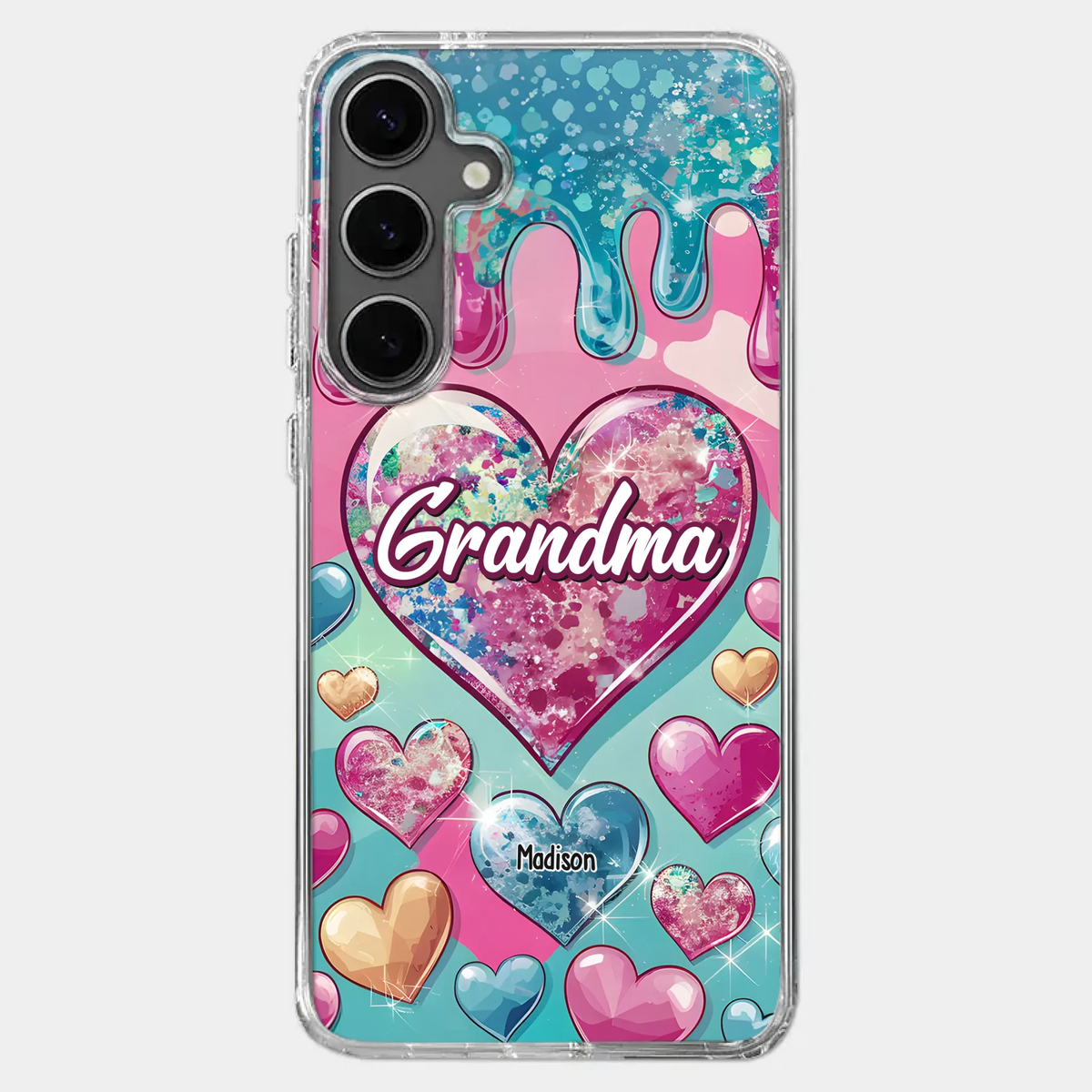 A Grandmother’s Heart Holds Forever Love - Family Personalized Custom 3D Inflated Effect Printed Clear Phone Case - Gift For Mom, Grandma