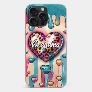 Her Love Is Infinite, Her Bond Unbreakable - Family Personalized Custom 3D Inflated Effect Printed Clear Phone Case - Gift For Mom, Grandma