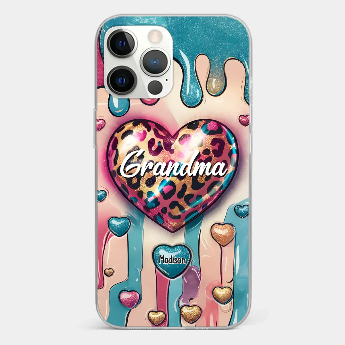 Her Love Is Infinite, Her Bond Unbreakable - Family Personalized Custom 3D Inflated Effect Printed Clear Phone Case - Gift For Mom, Grandma