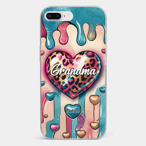 Her Love Is Infinite, Her Bond Unbreakable - Family Personalized Custom 3D Inflated Effect Printed Clear Phone Case - Gift For Mom, Grandma