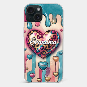 Her Love Is Infinite, Her Bond Unbreakable - Family Personalized Custom 3D Inflated Effect Printed Clear Phone Case - Gift For Mom, Grandma