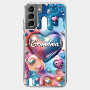 The Love For Grandkids Fills Your Heart Endlessly - Family Personalized Custom 3D Inflated Effect Printed Clear Phone Case - Gift For Mom, Grandma