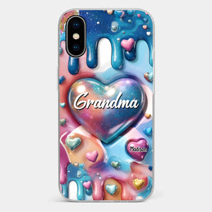 The Love For Grandkids Fills Your Heart Endlessly - Family Personalized Custom 3D Inflated Effect Printed Clear Phone Case - Gift For Mom, Grandma