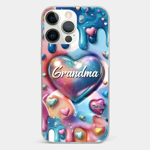 The Love For Grandkids Fills Your Heart Endlessly - Family Personalized Custom 3D Inflated Effect Printed Clear Phone Case - Gift For Mom, Grandma