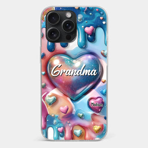 The Love For Grandkids Fills Your Heart Endlessly - Family Personalized Custom 3D Inflated Effect Printed Clear Phone Case - Gift For Mom, Grandma