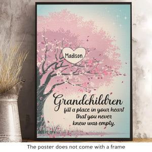 Grandchildren Complete Your Heart - Family Personalized Custom Vertical Poster - Gift For Grandma, Grandpa, Grandkid