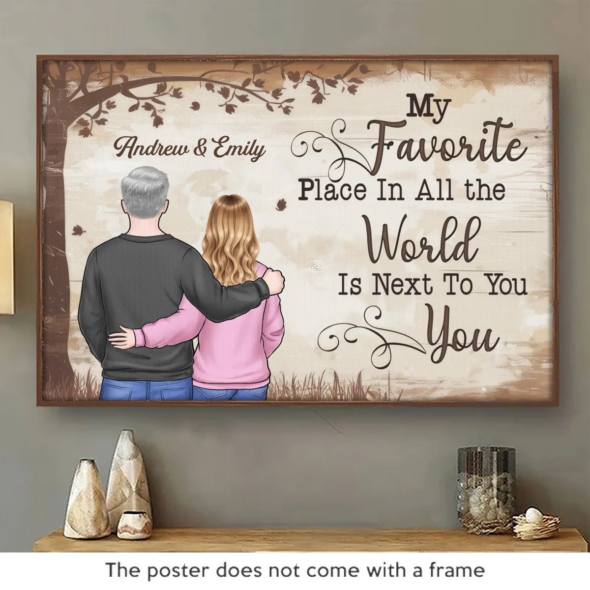 With You, I Am Always At Peace - Couple Personalized Custom Horizontal Poster - Gift For Husband Wife, Anniversary
