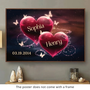 Two Hearts, One Soul - Couple Personalized Custom Horizontal Poster - Gift For Husband Wife, Anniversary