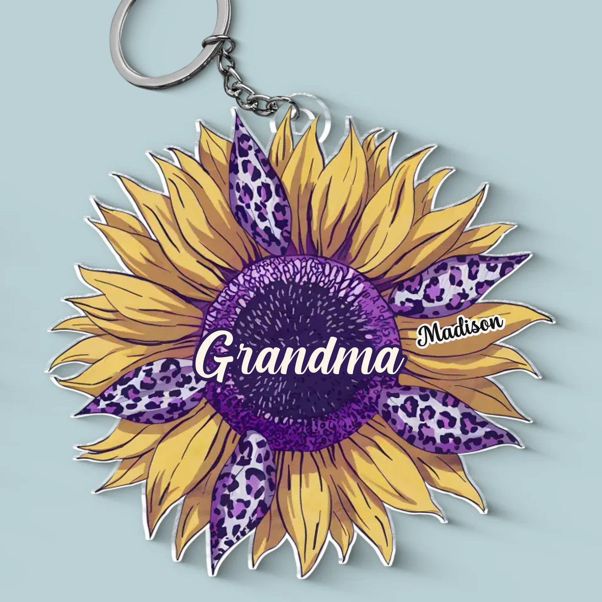 Grandmas Fill Our Hearts With Love - Family Personalized Custom Shaped Acrylic Keychain - Gift For Mom, Grandma