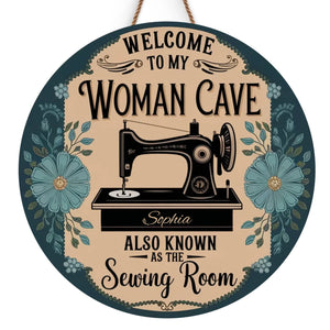 Welcome To My Woman Cave - Family Personalized Custom Shaped Home Decor Wood Sign - House Warming Gift For Yourself, Best Friends, Siblings, Family Members