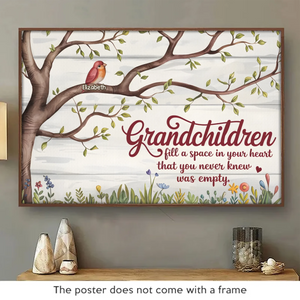 They Fill Our Hearts With Unexpected Joy - Family Personalized Custom Horizontal Poster - Gift For Grandma, Grandpa, Grandkid