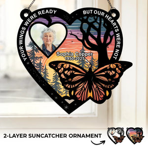 Custom Photo I Wish You Could Stay Longer - Memorial Personalized Window Hanging Suncatcher Ornament - Sympathy Gift For Family Members