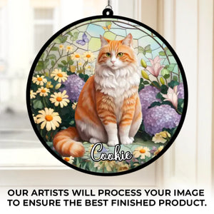 Custom Photo Keep You Forever In Our Hearts - Memorial Personalized Window Hanging Suncatcher Ornament - Sympathy Gift For Pet Owners, Pet Lovers