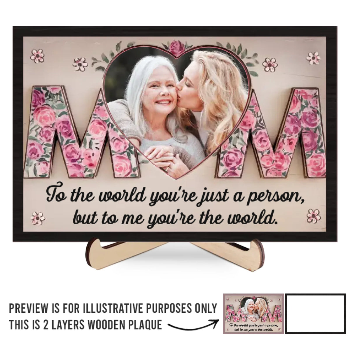Custom Photo You Are My Heart’s Greatest Treasure - Family Personalized Custom 2-Layered Wooden Plaque With Stand - Gift For Mom, Daughter
