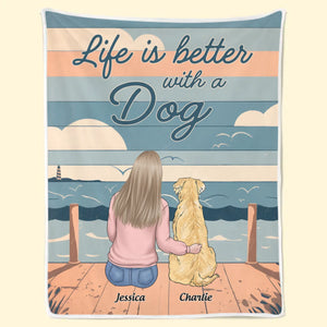 Life Is Better With A Wagging Tail - Dog Personalized Custom Blanket - Gift For Pet Owners, Pet Lovers