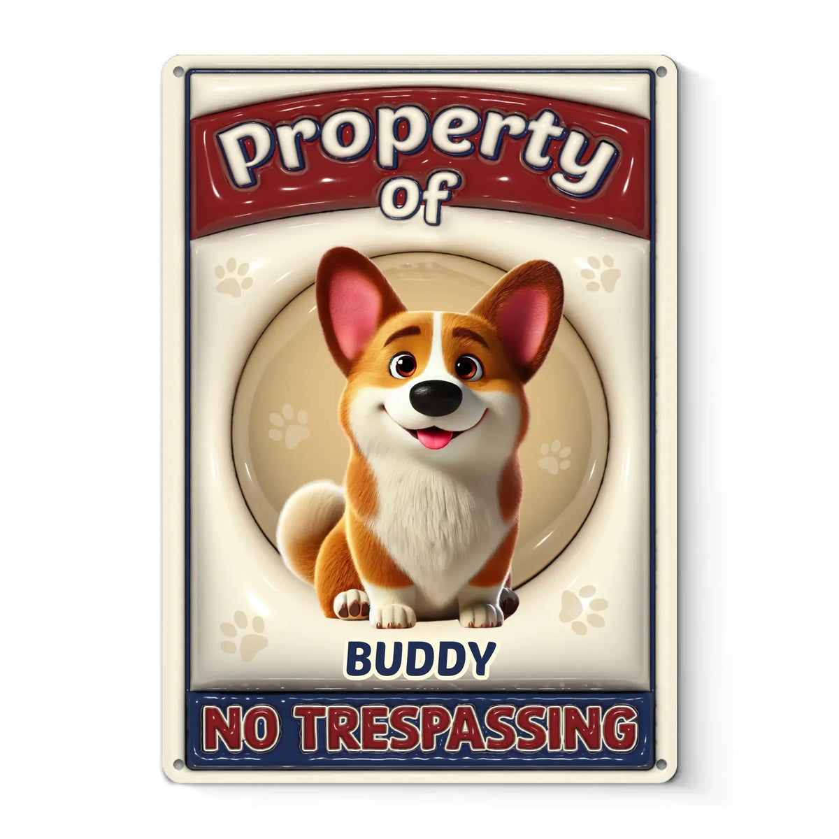 Paw Prints On My Heart - Dog & Cat Personalized Custom 3D Inflated Effect Printed Home Decor Metal Sign - House Warming Gift For Pet Owners, Pet Lovers