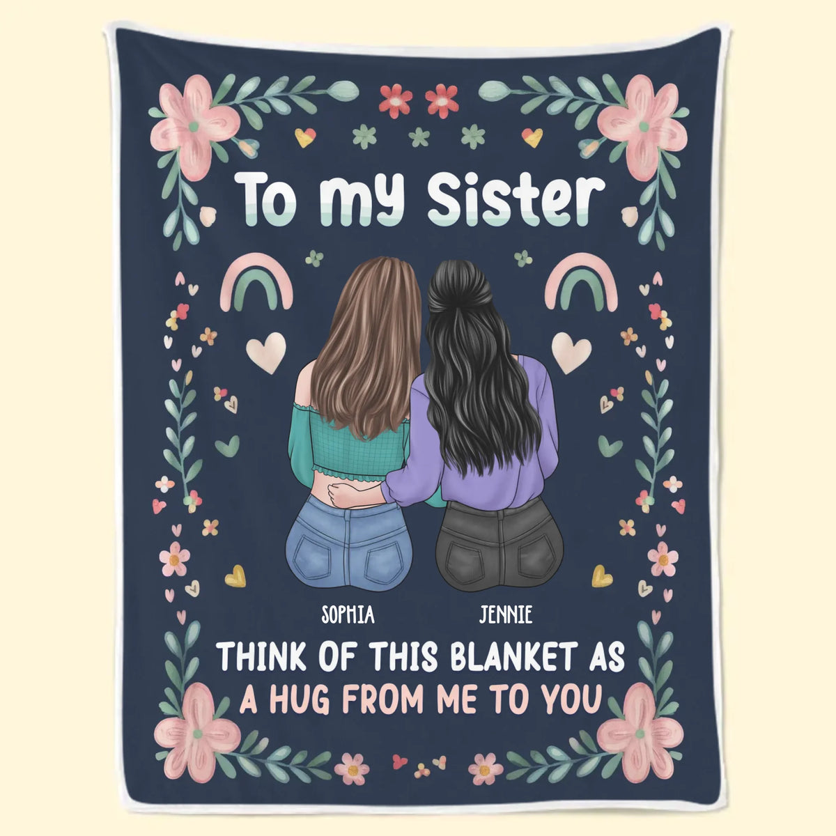This Blanket Is A Hug From Me To You - Bestie Personalized Custom Blanket - Gift For Best Friends, BFF, Sisters