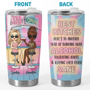 We’re Chaos And Laughter - Bestie Personalized Custom Tumbler -  Gift For Best Friends, BFF, Sisters