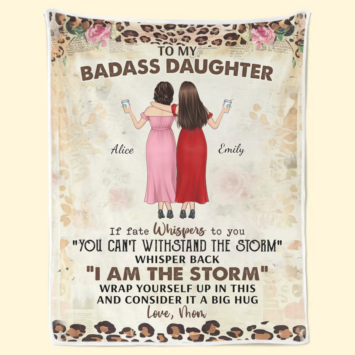 A Big Hug From Mother - Family Personalized Custom Blanket - Mother's Day, Gift For Mom, Grandma