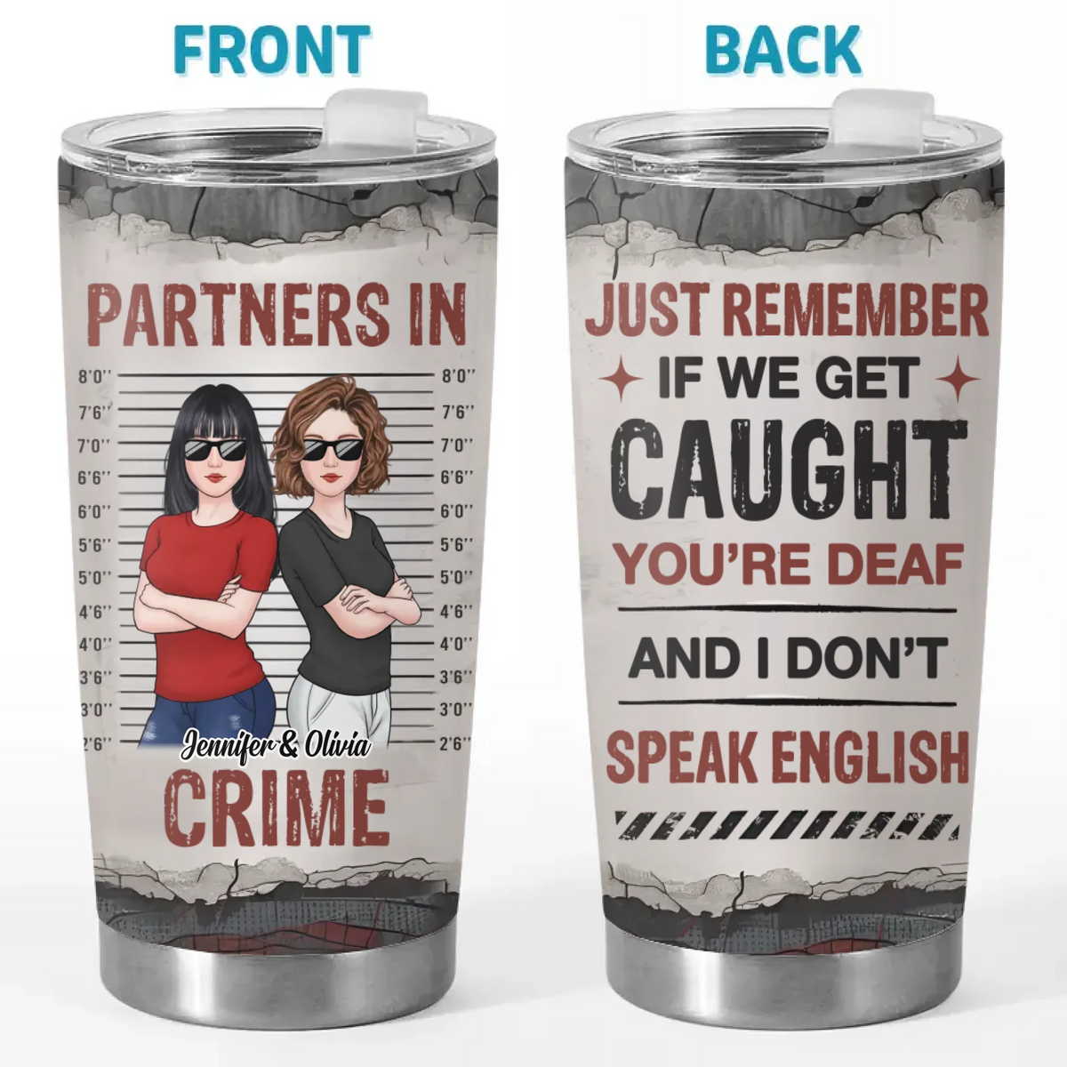 Double Trouble, Twice The Fun - Bestie Personalized Custom Tumbler -  Gift For Best Friends, BFF, Sisters