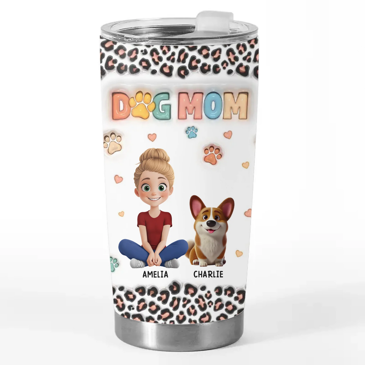 Fur-Ever In My Heart - Dog & Cat Personalized Custom 3D Inflated Effect Printed Tumbler - Gift For Pet Owners, Pet Lovers