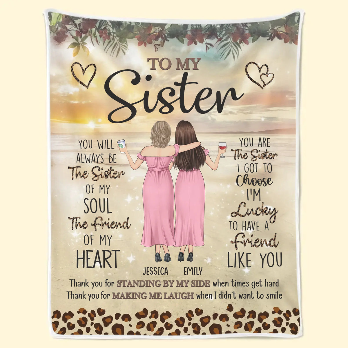 You’re The Friend My Heart Chose - Bestie Personalized Custom Blanket - Gift For Best Friends, BFF, Sisters