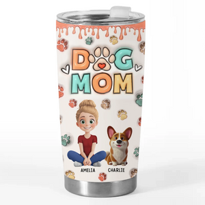 Proud Fur Mom, Love Eternal - Dog & Cat Personalized Custom 3D Inflated Effect Printed Tumbler - Gift For Pet Owners, Pet Lovers