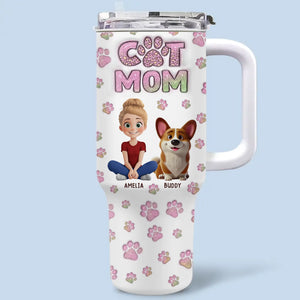 The Best Things In Life Are Furry - Dog & Cat Personalized Custom 3D Inflated Effect Printed 40 Oz Stainless Steel Tumbler With Handle - Gift For Pet Owners, Pet Lovers