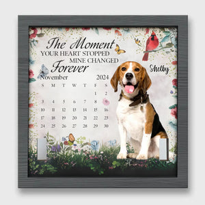 Custom Photo The Moment Your Heart Stopped, Mine Changed Forever - Memorial Personalized Custom Pet Loss Sign, Collar Frame - Sympathy Gift For Pet Owners, Pet Lovers