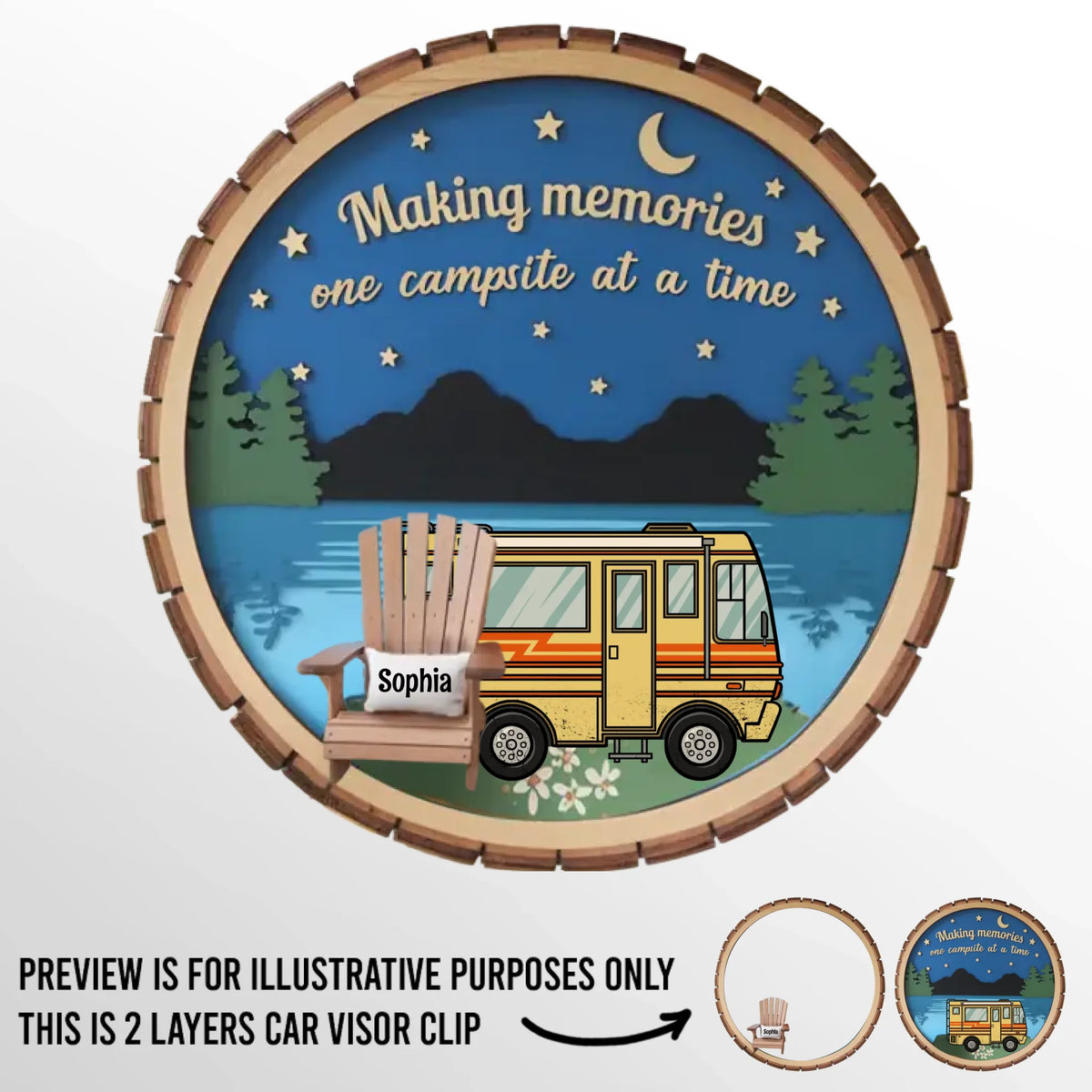 Making Memories One Campsite At A Time - Family Personalized Custom Car Visor Clip - Gift For Yourself, Best Friends, Siblings, Family Members