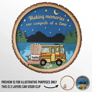 Making Memories One Campsite At A Time - Family Personalized Custom Car Visor Clip - Gift For Yourself, Best Friends, Siblings, Family Members