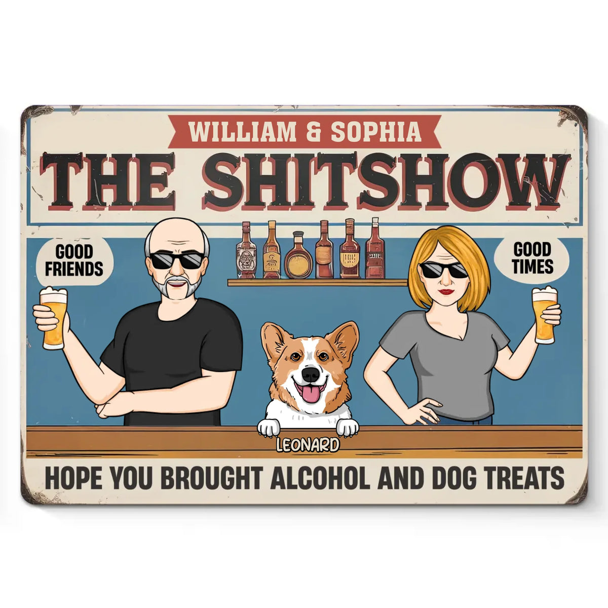 Paws, Pints, And Pure Happiness - Dog Personalized Custom Home Decor Metal Sign - House Warming Gift For Pet Owners, Pet Lovers