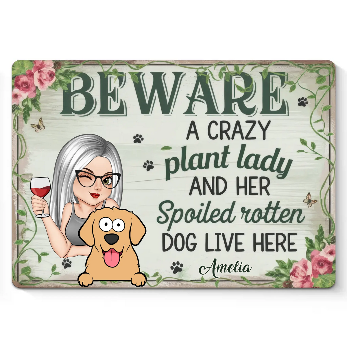 My Happy Place - Dog Personalized Custom Home Decor Metal Sign - House Warming Gift For Pet Owners, Pet Lovers