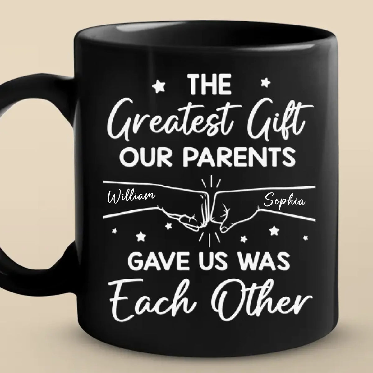 Siblings By Birth, Best Friends By Choice - Family Personalized Custom Black Mug - Gift For Family Members, Siblings, Brothers, Sisters