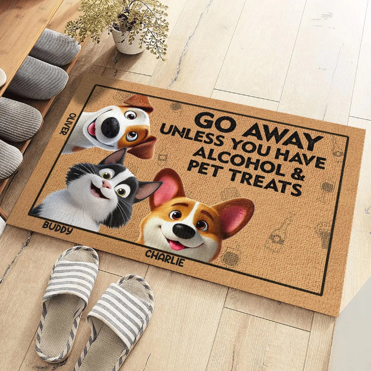 Go Away Unless You Have Wine & Cat Treats - Cat Personalized Custom