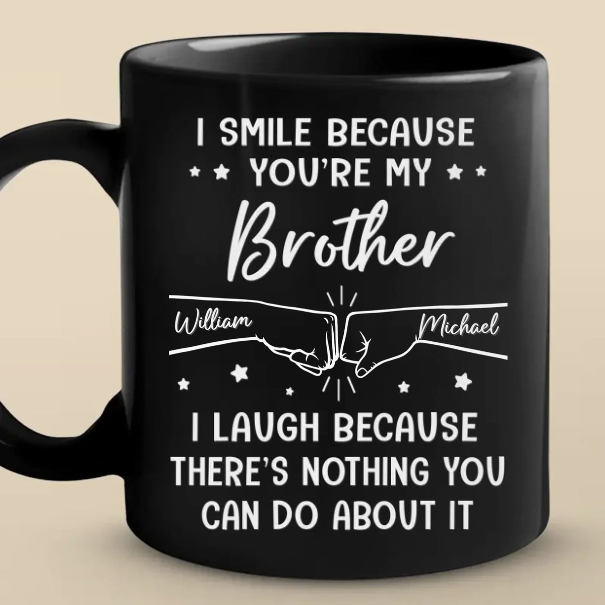 I Smile Because You're My Brother - Family Personalized Custom Accent Mug - Gift For Family Members
