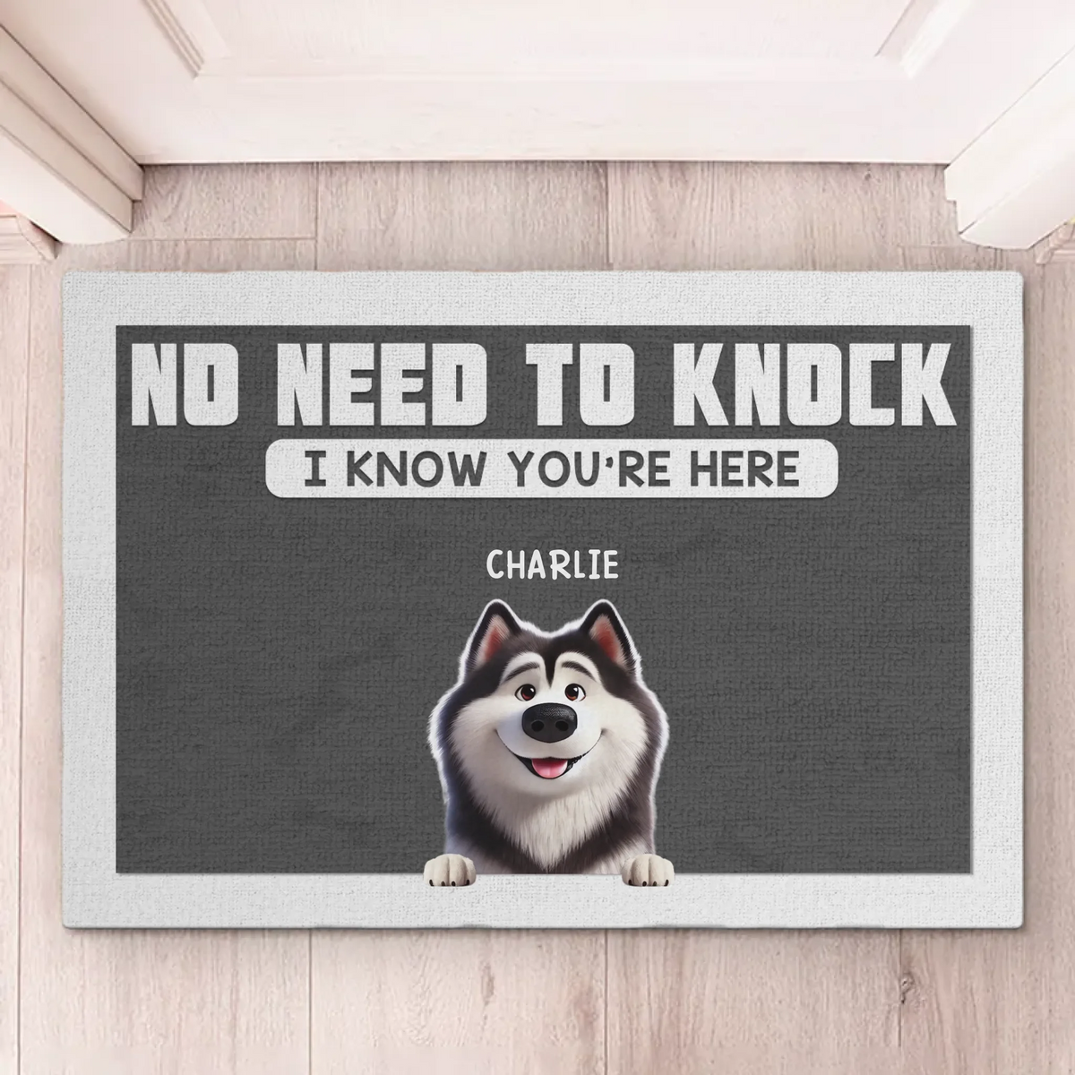 No Need To Knock We Know You Are Here - Dog Personalized Custom Home Decor Decorative Mat - House Warming Gift For Pet Owners, Pet Lovers