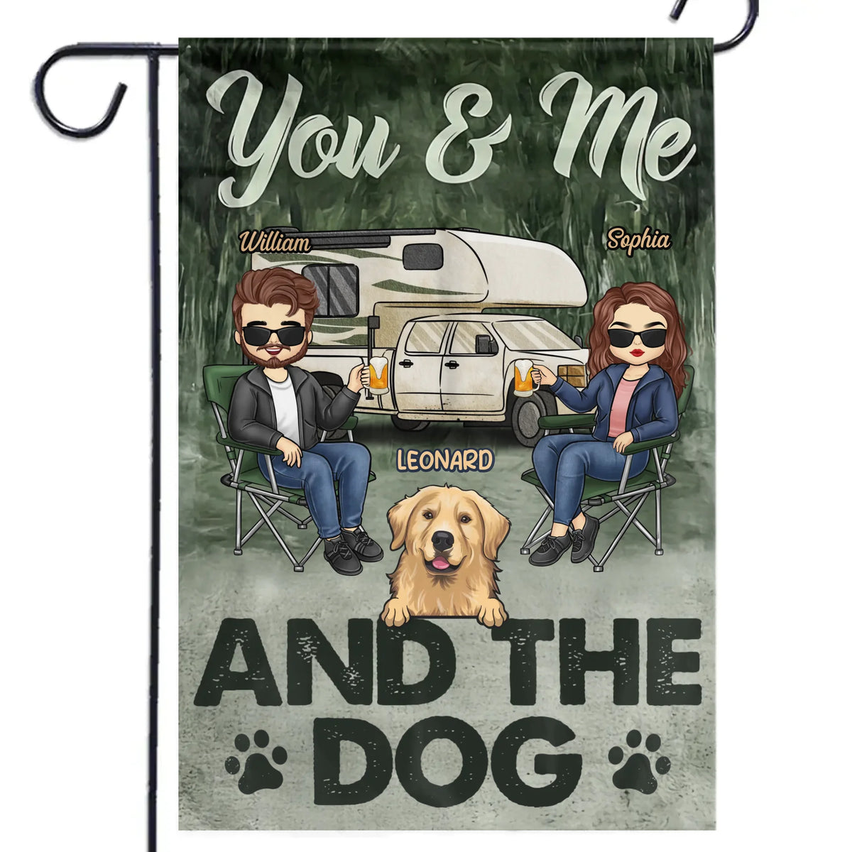 Love, Paws, And Campfire Nights - Dog Personalized Custom Flag - Gift For Husband Wife, Pet Owners, Pet Lovers