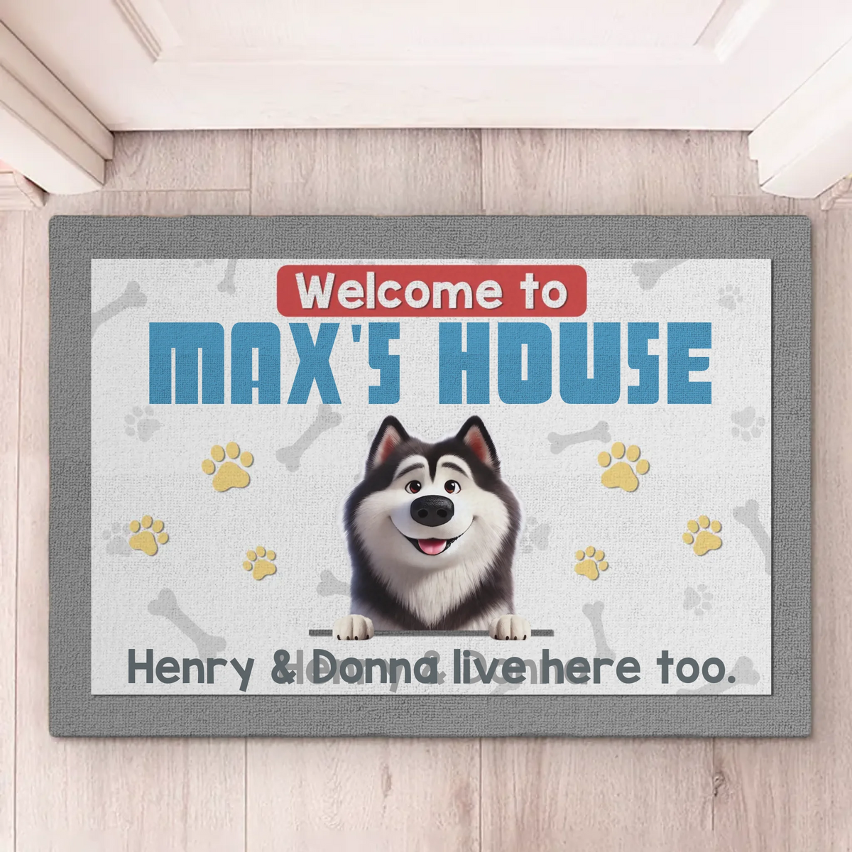 Welcome To My Home, My Human Just Lives Here - Dog Personalized Custom Home Decor Decorative Mat - House Warming Gift For Pet Owners, Pet Lovers