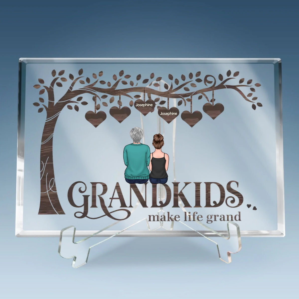 Grandma’s Love Is Forever - Family Personalized Custom Rectangle Shaped Acrylic Plaque - Gift For Mom, Grandma