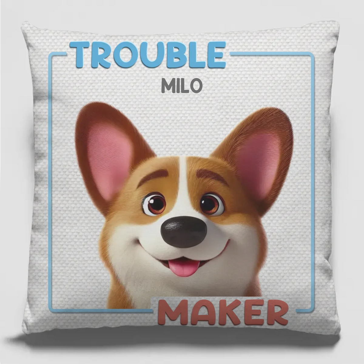 Double Trouble, Powered By Paws - Dog & Cat Personalized Custom Pillow - Gift For Pet Owners, Pet Lovers