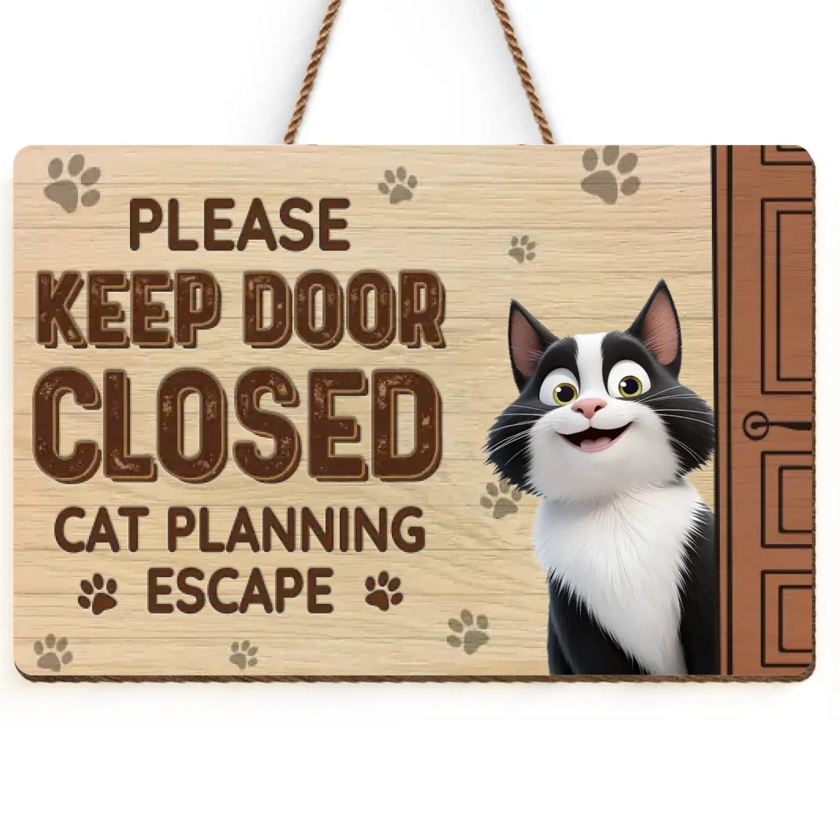 Plotting My Great Escape - Cat Personalized Custom Home Decor Wood Sign - House Warming Gift For Pet Owners, Pet Lovers
