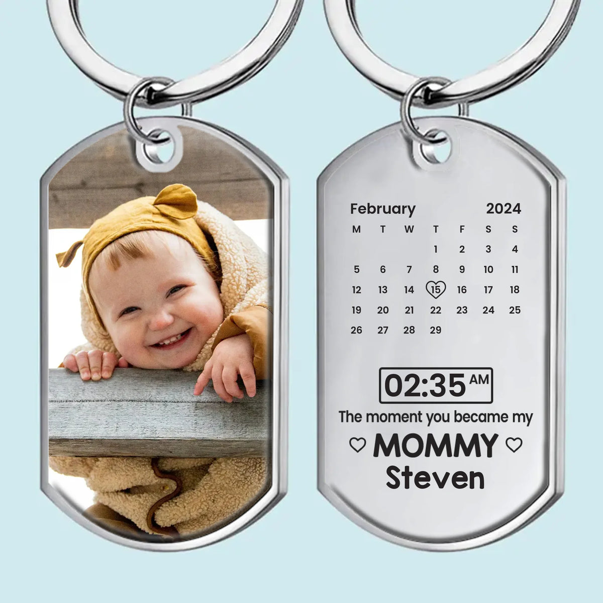 Custom Photo The Moment You Became My Mommy - Family Personalized Custom Keychain - Mother's Day, Baby Shower Gift, Gift For First Mom