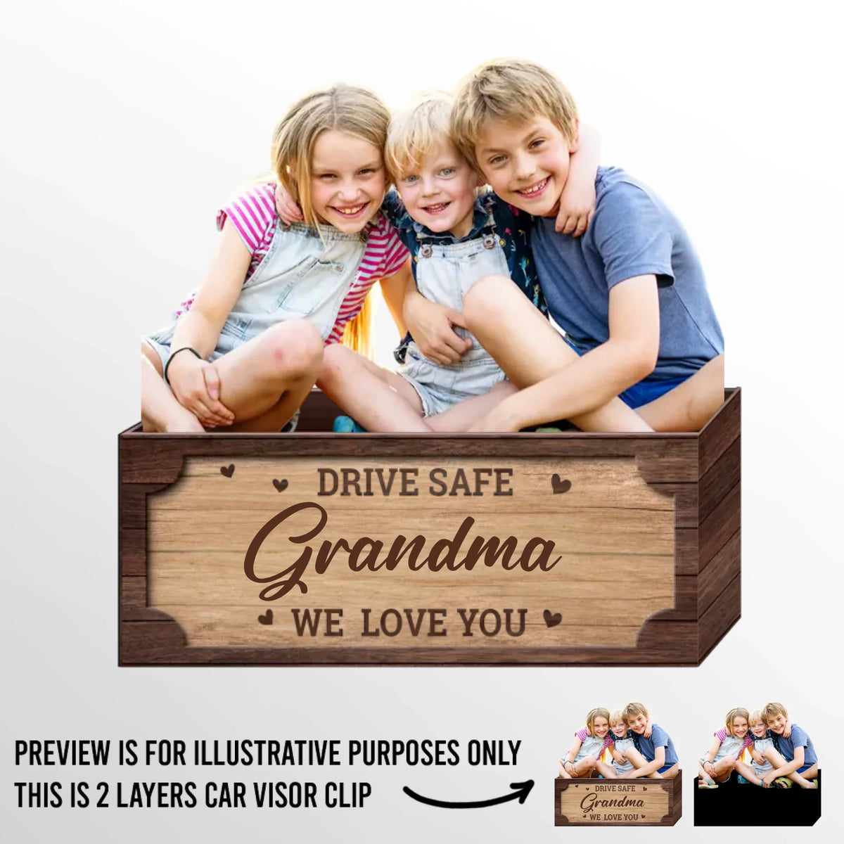 Custom Photo Together We Make A Family - Family Personalized Custom Car Visor Clip - Mother's Day, Gift For Family Members, Mom, Grandma